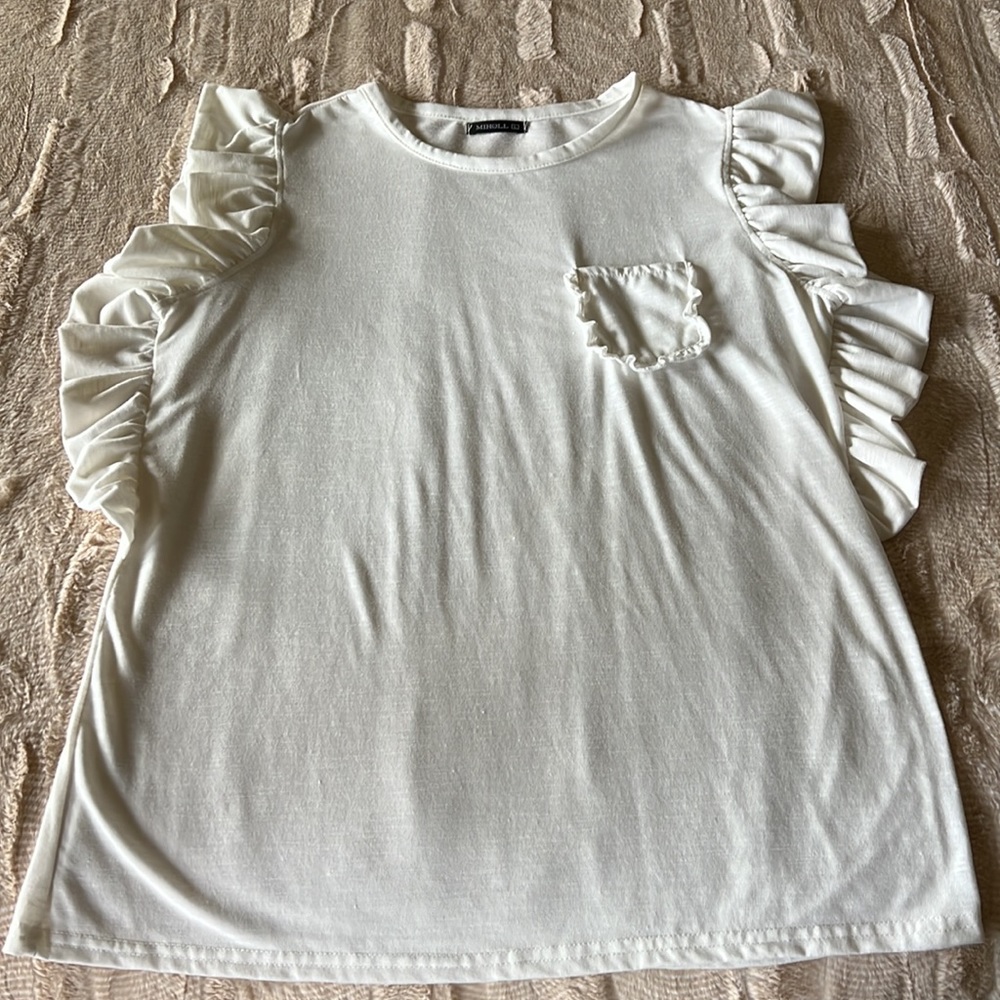 Miholl White Ruffle TShirt - Picture 3 of 6